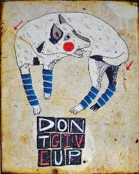 Don't Give Up, acrylic, India Ink and sharpie on paper mounted on wood panel
