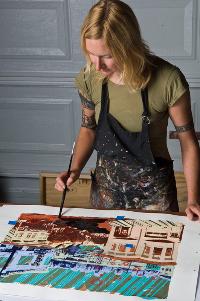 Hilary working in her studio