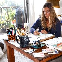 Kelly working in her studio